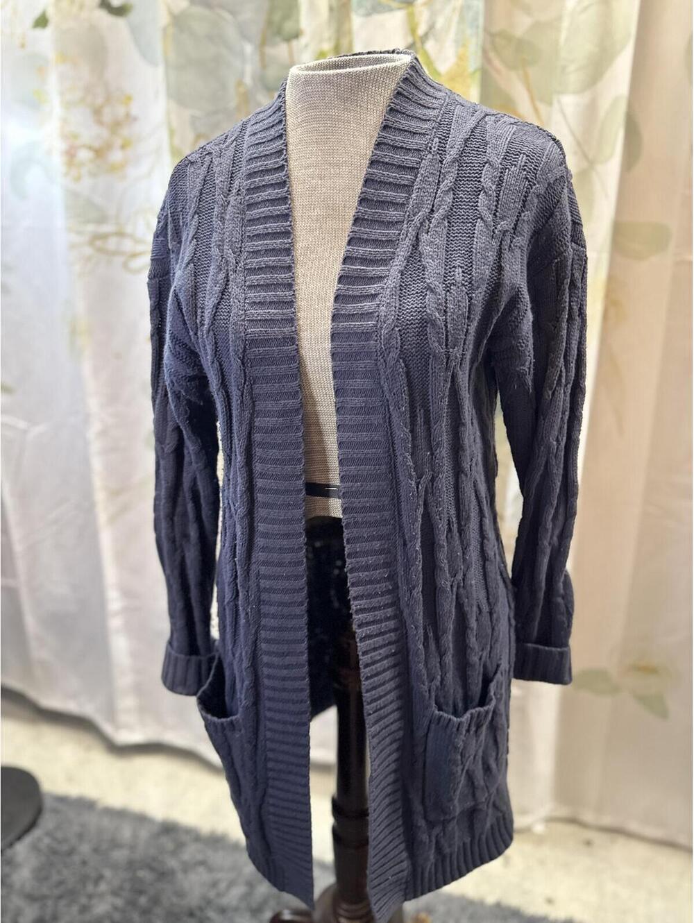 Leo & Nicole Cable Knit Open Front Cardigan Sweater